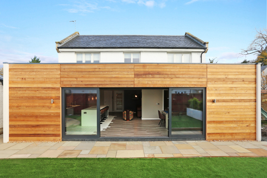 House extension with wooden exterior